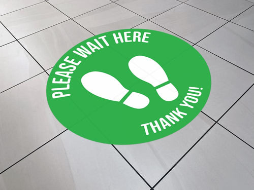 Please Wait Here Foot Prints - Floor Graphics
