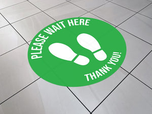 Please Wait Here Foot Prints - Floor Graphics